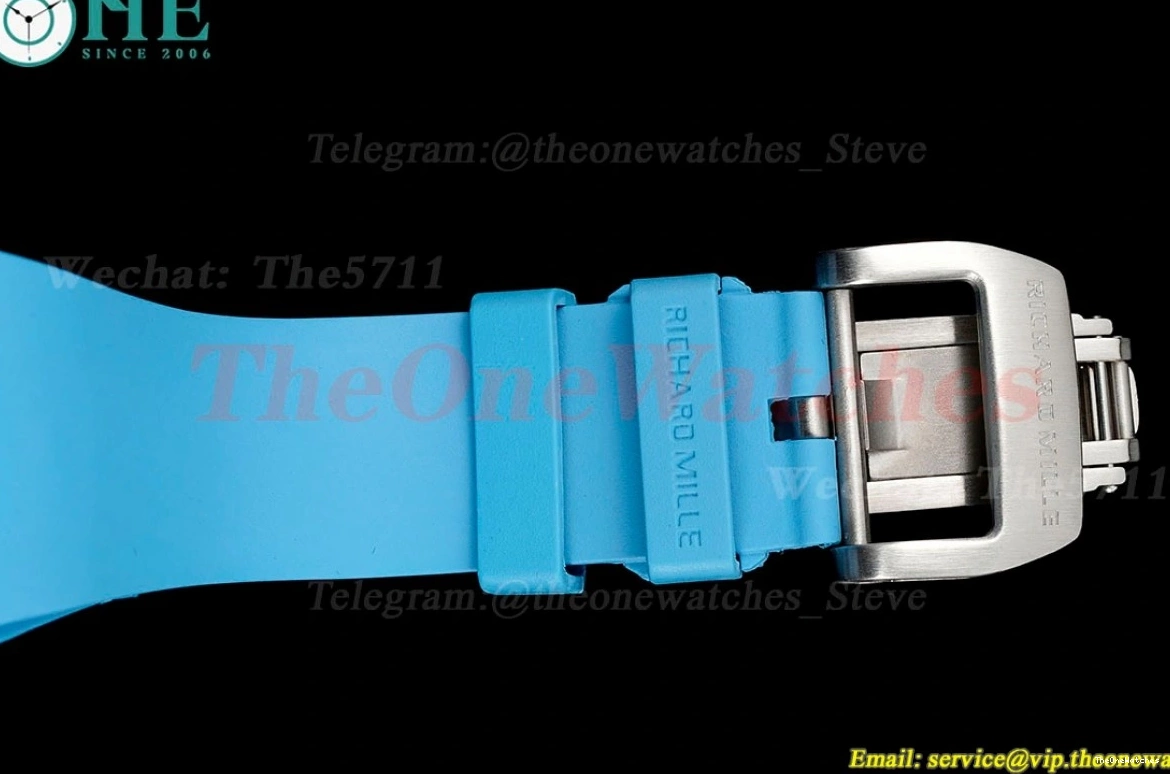 Blue Rubber Dial RMF Skeleton RM56-01 44mm on Strap Tourb 0513